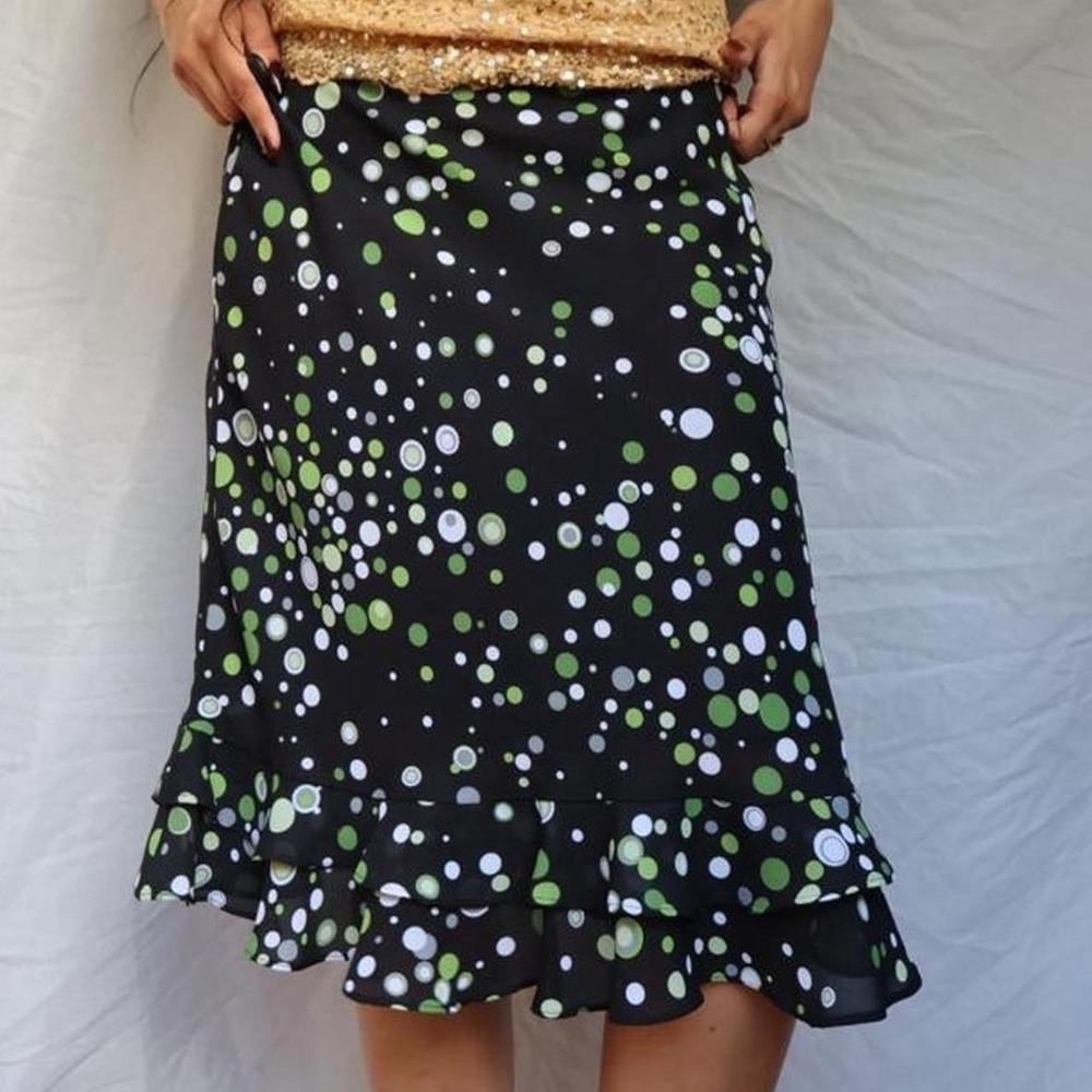 Polka-Dot Ruffle Hem Skirt